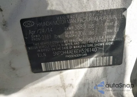 2014 Hyundai Elantra Se z USA, uszkodzony, nr VIN 5NPDH4AE6EH526140